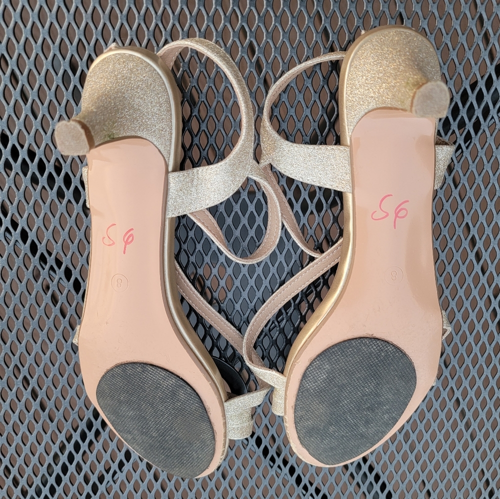 DIDIFU Champagne Glitter Open Toe Heel – size 8 - Picture 11 of 12